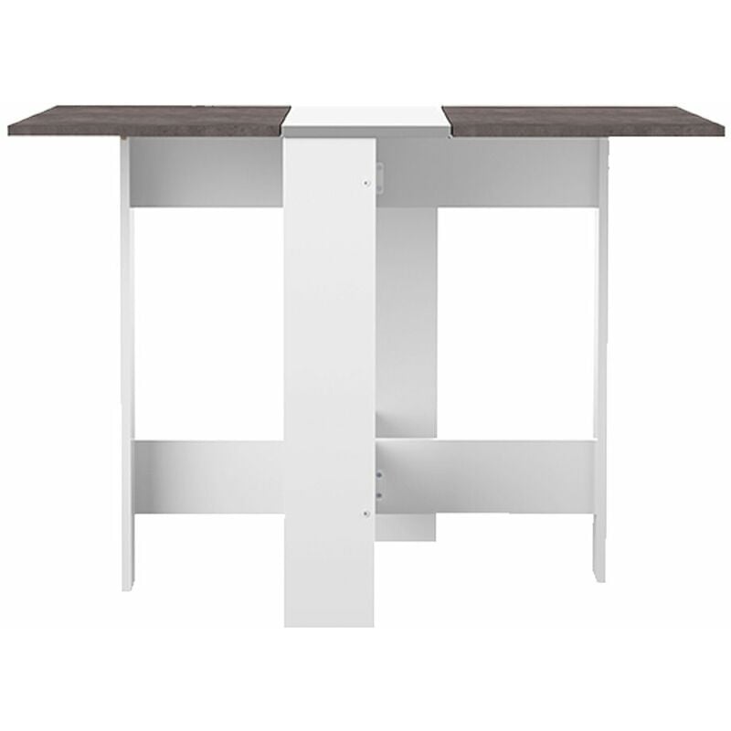 Mesa plegable PAPILLON blanco y hormigón, 103 x 76 x 73.4