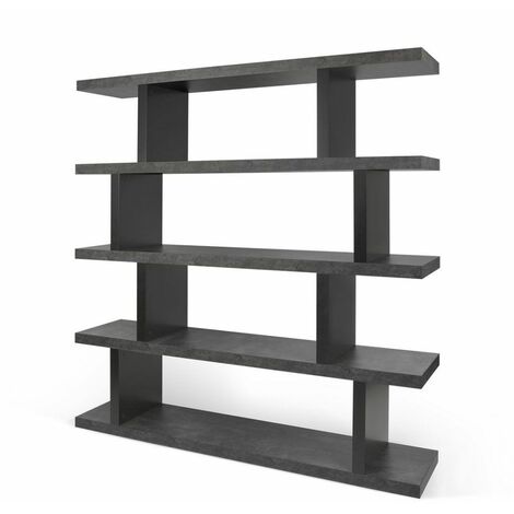 Biblioteca alta STEP Hormigón y Negro 163 X 36
