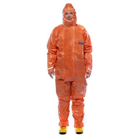 Dräger SPC 4400 Combinaison de sécurité réutilisable contre des poussières et des liquides en CLF avec haute résistance chimique  Tenue en orange pour peinture et produits chimiques  Taille S