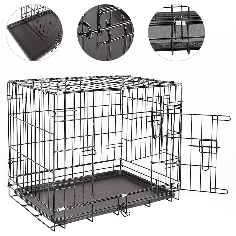 VOUNOT Cage pour Chien Pliable avec 2 Portes Verrouillables et Plateau  Amovible Cage Chien Pliante en Métal Cage de Transport pour Chien avec  Housse de Protection 107x70x78cm Noir : : Animalerie