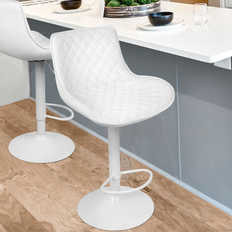 Aqrau Tabourets de Bar Chaises de Salle à Manger Lot de 2, Chaises de Bar Cuir PU, Hauteur Réglable et Rotation à 360 ° Maison Cuisine Bistro Blanc (1/5)
