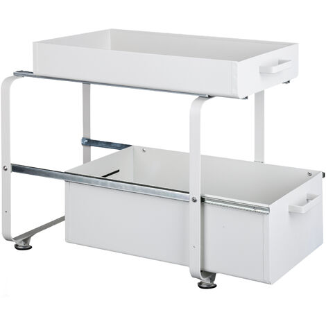 Organisateur Sous évier Cinnani - 2 Niveaux, Tiroir Coulissant, Design En L Pour Optimiser L'espace