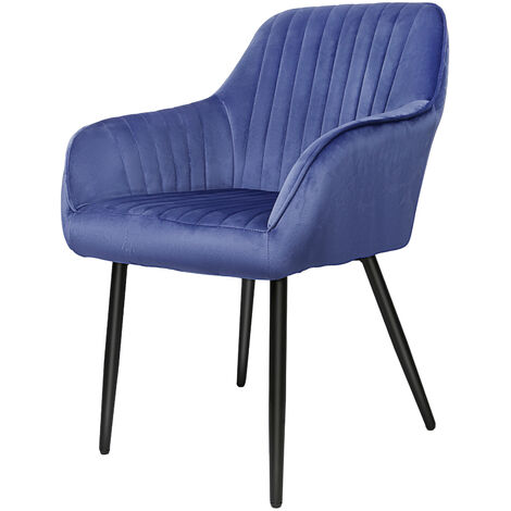 Aqrau Chaise de Salle à Manger, Chaise de Cuisine Assise rembourrée en Velours Pieds en métal Stable, Bleu