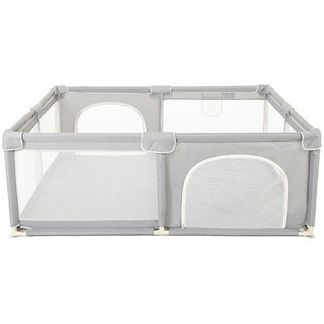 Parc Bébé 150x200cm Parc Enfant avec Tapis Enfant,Parc de jeu pour bébé de sécurité robuste avec 4 Ventouses en Caoutchouc, Gris