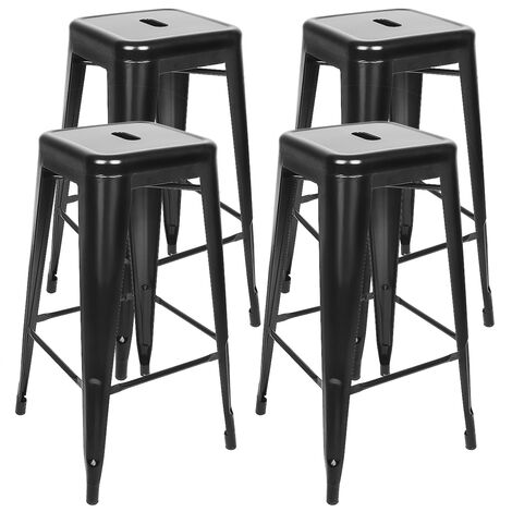 Lot de 4 Chaises de Salle à Manger en Métal, Empilable Tabouret de Bar en métal Design Industriel H 76cm (1/5)