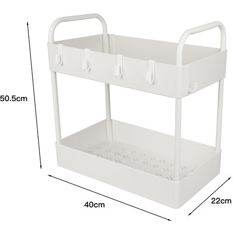 Aqrau Étagère de Rangement sous Évier 2 Niveaux, Étagère à Épices, Étagère Rangement pour Cuisine Salle de Bain, Noir