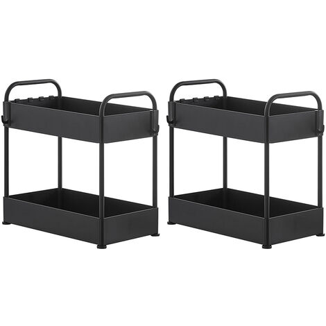 Aqrau Étagère de Rangement sous Évier 2 Niveaux, Étagère à Épices, Étagère Rangement pour Cuisine Salle de Bain, Noir