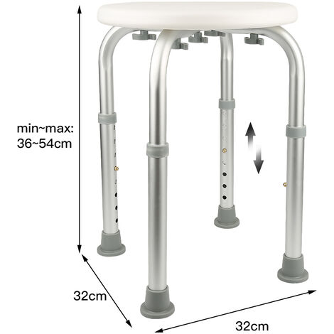 Tabouret de douche réglable en hauteur, blanc