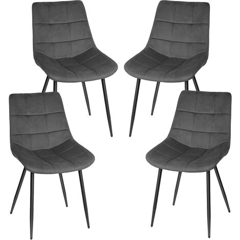 Aqrau Lot de 4 Chaises de Salle à Manger Siège en Velours, Chaise Rembourrée, Chaise Cuisine à Manger Confortable et Durable - Gris foncé (1/5)
