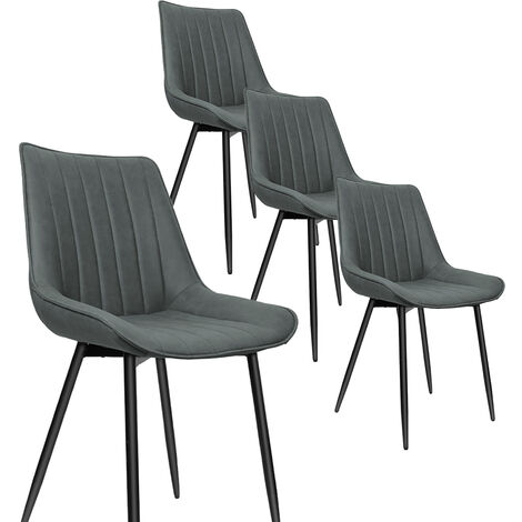 Aqrau Lot de 4 Chaise de Salle à Manger, Chaises de capitonnée, avec pieds en acier solide, Gris foncé (1/5)