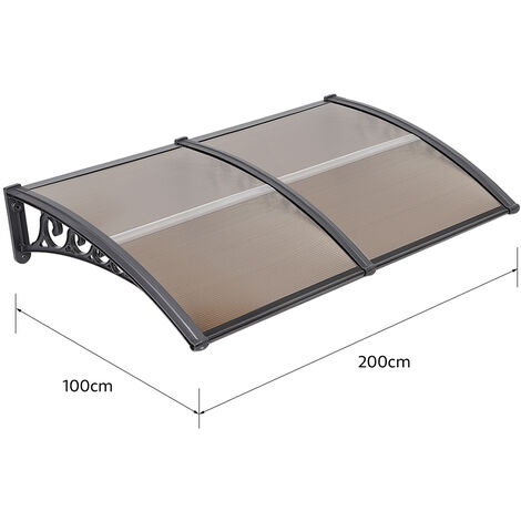 Auvent Porte D'Entrée 240x100cm Polycarbonate Avec Gouttière - Protection Pluie UV Neige ABS Robuste