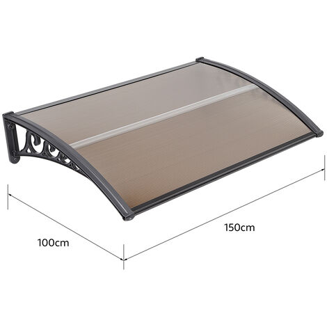 Auvent de porte d'entrée 100 x 100 cm – Marquise en polycarbonate transparent – Résistance aux intempéries – Installation facile incluse – Oobest - TOIT 100 X