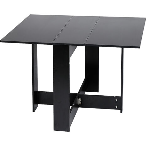 Aqrau Table à Manger Pliante, Table d'appoint avec ailes pliantes, Table de Cuisine Salon, Noir 103x76x73,4cm (1/5)