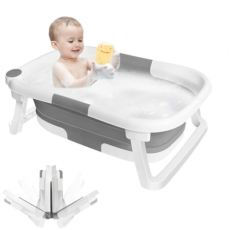 Baignoire bébé pliable 63x43x20cm – Plastique PP + TPE non toxique – Antidérapante et portable – Pour intérieur et extérieur – Aqrau