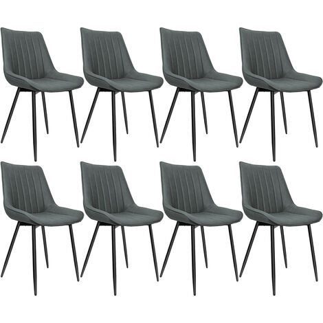Aqrau Lot de 8 Chaise de Salle à Manger, Chaises de capitonnée, avec pieds en acier solide, Gris foncé (1/5)