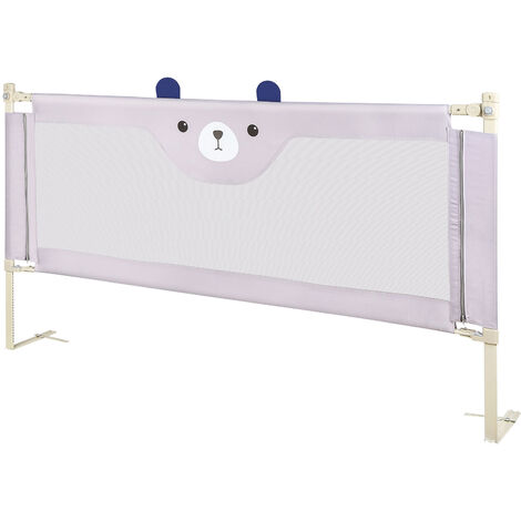 Aqrau Barrière de lit pour enfants 200x100 cm Toddler Bed Guard Gris ( 2Côté ) (1/5)