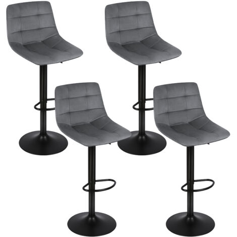 Lot de 4 Tabourets de Bar Pivotants en Velours Réglables en Hauteur, Assise rembourrée pour Cuisine, Bar, Gris foncé (1/5)