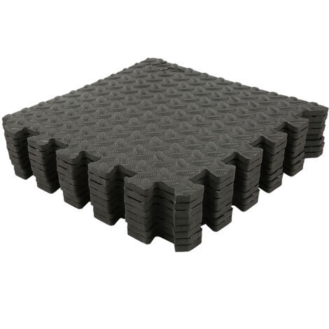 80 Pièces Tapis Puzzle de Fitness Antidérapant 30x30cm - Tapis de Sport de Sol Salle de Fitness - Tapis de Protection de Sol - Noir