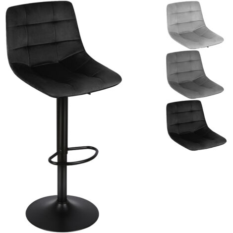 Lot de 2 Tabourets de Bar Pivotants en Velours Réglables en Hauteur, Assise rembourrée pour Cuisine, Bar, Noir (1/5)