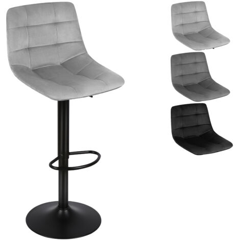 Lot de 2 Tabourets de Bar Pivotants en Velours Réglables en Hauteur, Assise rembourrée pour Cuisine, Bar, Gris clair (1/5)