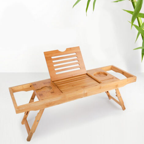 Plateau Pour Baignoire Extensible Plateau De Baignoire Bambou - Pont Baignoire Extensible Pliable Tablette Avec Support Pour Verre à Vin,Support IPad Et Porte-Savon Pour La Maison,(75-105) X 23 X 3 CM Plateau