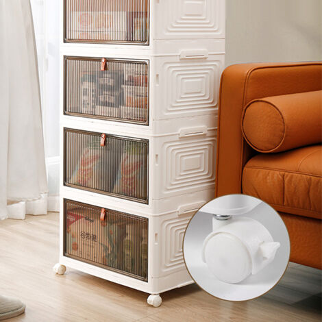 Boîtes De Rangement Empilables 4 Niveaux 92L Avec Couvercle - Tiroirs Plastique Chambre Et Salon