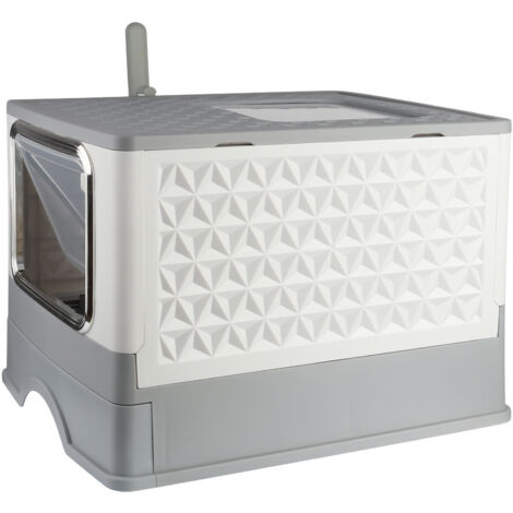 Pets, Bac à litière pour chats couvert, Tiroir amovible, Litière Couverte pour Chats, Pelle e Filtre Inclus - GRIS (1/5)