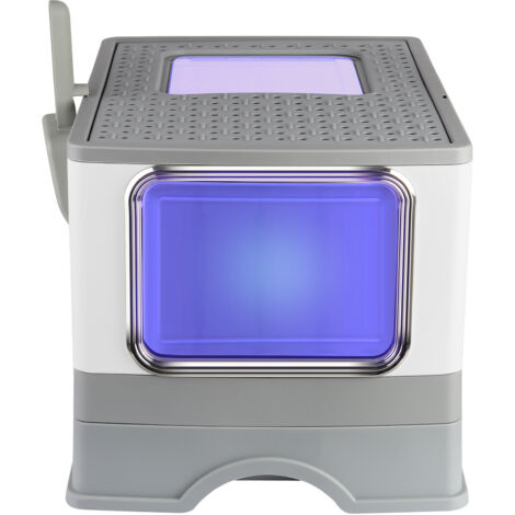Pets, Bac à litière pour chats couvert, Tiroir amovible, Litière Couverte pour Chats, Pelle e Filtre Inclus - Désinfection UV - GRIS (1/5)