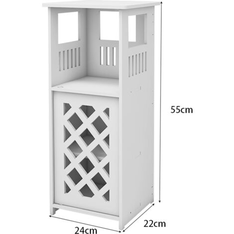 Meuble de salle de bain support papier toilette avec placard et sortie papier en bois blanc | Leroy Merlin