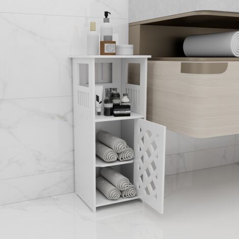 Meuble de Salle de Bain de Rangement avec 4 Tiroirs, 30 x 30 x 82 cm, Armoire sur Pied, Style
