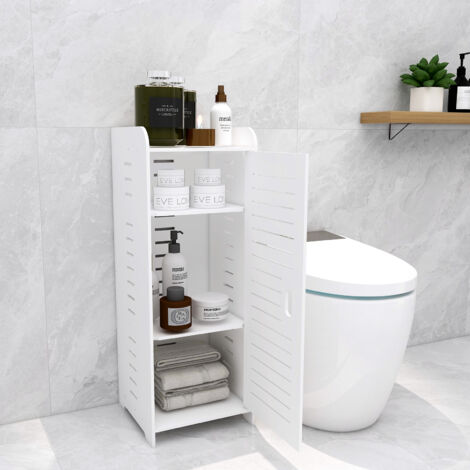Meuble de Salle de Bain, Armoire de Salle de Bain Étroite, Armoire Latérale pour Toilette, pour Salon,Chambre,Bureau, Blanc - 30 x 30 x 80 cm