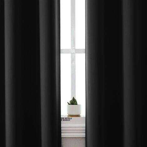 Aqrau Lot de 2 Rideaux Thermiques Rideaux Occultant pour Salon et Chambre Noir 140x240 cm
