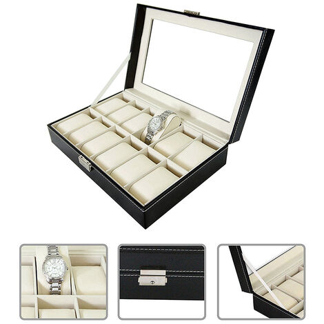 Lot De 12 Boîtes à Bijoux Noires Pour Montres Ou Bijoux - Carton Avec Coussin - Neuf