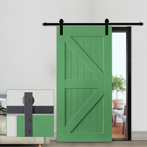Aqrau Rail de porte coulissante 2,44 m, style classique, noir