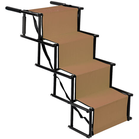 Aqrau Escaliers légers de rampe de voiture de chien, avec les escaliers pliables d'armature en métal de fond antidérapant pour des voitures, des VUS et un lit haut - Marron (1/5)