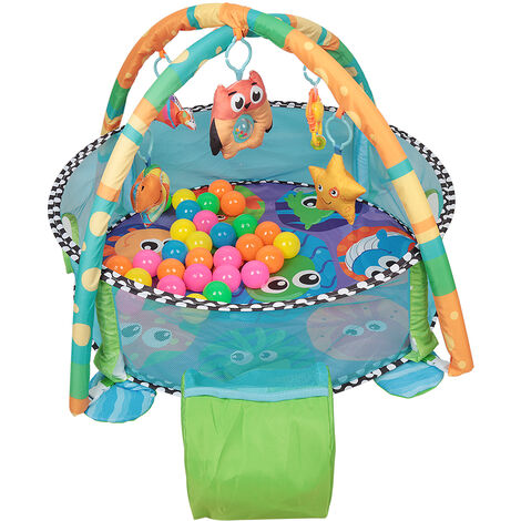 Tapis De Jeu Gymnastique Pour Bébé - 110x110 Cm - Avec Jouets Suspendus - Centre D'Activités, Rampement, Développement Sensoriel