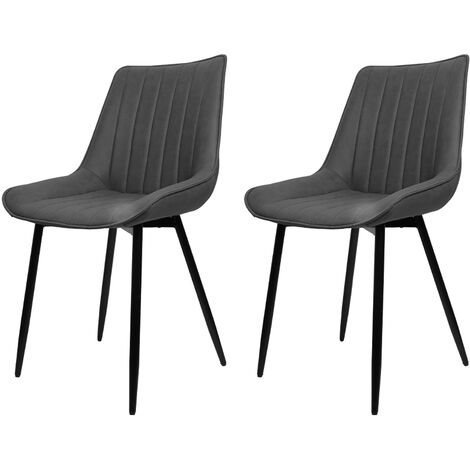 Aqrau Lot de 2 Chaises de Salle, Dossier Haut de la Chaise de Cuisine, pour Cuisine, Salle à Manger, Salon, Réception, Pub ou Restaurant - Gris foncé (1/5)