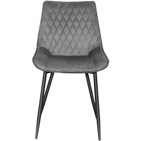 Aqrau Lot de 2 Chaise Salle a Manger Chaise de Cuisine Assise rembourrée en Velours avec Dossier, Pieds en métal Stable,Gris