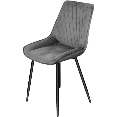 Aqrau Lot de 2 Chaise Salle a Manger Chaise de Cuisine Assise rembourrée en Velours avec Dossier, Pieds en métal Stable,Gris