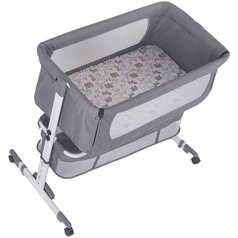 Lit Cododo Bébé NESTEE UP 2 - Réglable En Hauteur, Avec Matelas, Roulettes - Naissance à 6 Mois, Beige