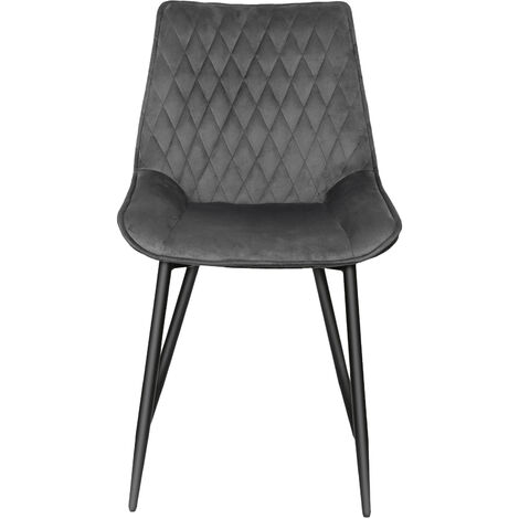 Aqrau Lot de 2 Chaise Salle a Manger Chaise de Cuisine Assise rembourrée en Velours avec Dossier, Pieds en métal Stable, Gris Foncé