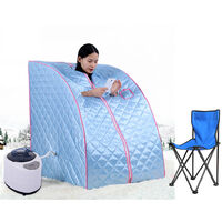 Aqrau Sauna à Vapeur Portatif 1.5L, SPA Sauna Transportable À Domicile, Sauna avec Chaise Pour 1 Personne, Blue