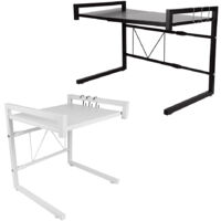 Étagères de Four à Micro-Ondes, Support de Four à Micro-Ondes Extensible, Organisateur Rangement Cuisine Blanc (40-65cm)