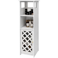 Badezimmer-Schrank, Badezimmermöbel, Aufbewahrungsschrank, freistehender Schrank mit 1 Tür und Regal, platzsparender Schrank, für Badezimmer, Wohnzimmer, Esszimmer, Küche, weiß