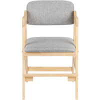 Chaise Haute en Bois, Chaise Haute d'alimentation Bébé, 6 Hauteurs Réglables Stable Chaise, Fauteuil, Puericulture pour Bébés, Enfants et Adultes - Gris