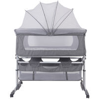 Aqrau 2 en 1 Lit bébé, Berceau Cododo pour Bébé, Lit bebe avec matelas de la naissance, Baldaquin suspendu avec moustiquaire, 4 Roues, Hauteur Réglable