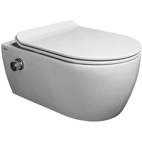 WC Spülrandlos Wand Hänge WC Taharet Toilette Softclose inkl Armatur L.48,5cm 