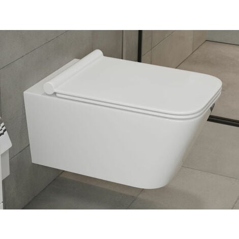 Lotuseffekt Spülrandlos WC Wand-Hänge WC mit Deckel Rimless mit Befestigungs-Set 