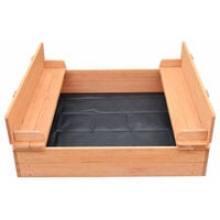 Liberty House Toys Kids Eco-Friendly Wooden Sandpit with Seating and Cover - Natural