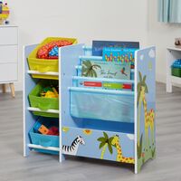 Liberty House Toys Kids Safari Storage Display Bookcase Unit w/ Boxes Shelves Toys Clothes Blue - Blue